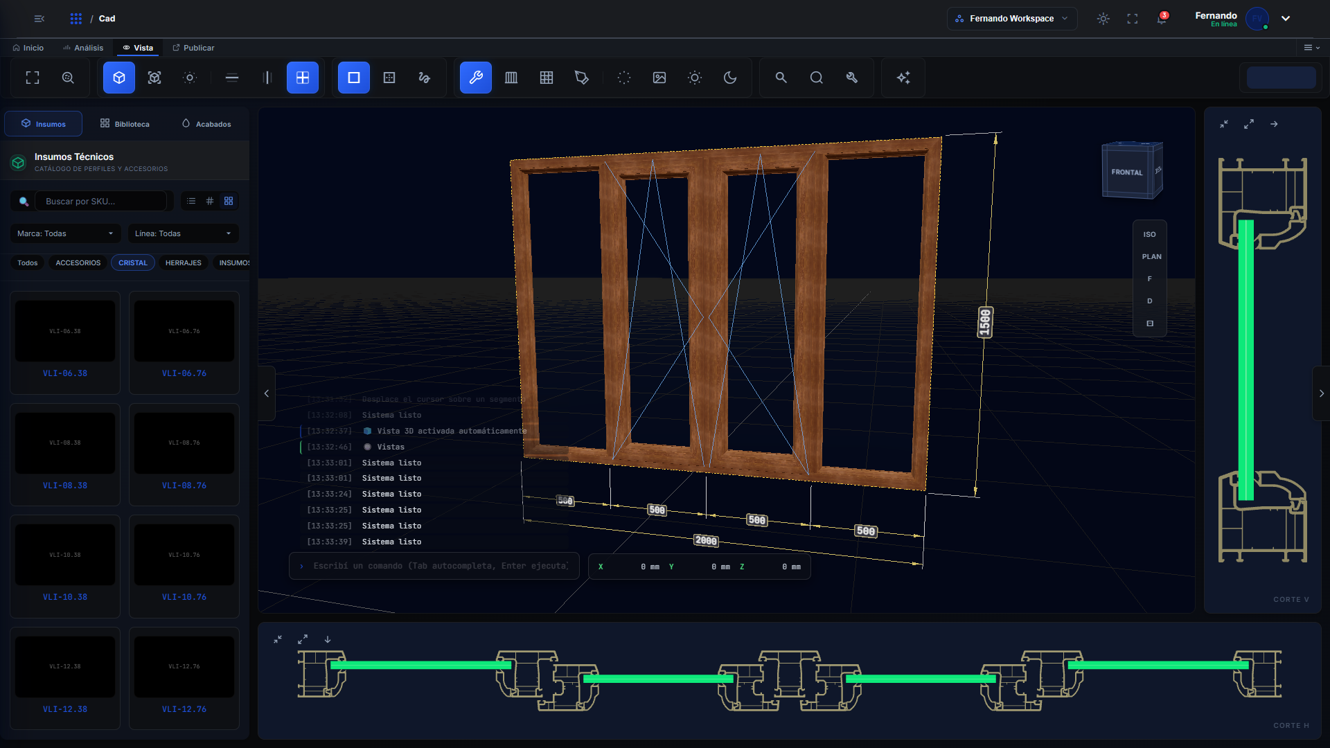 Modelo de una ventana en el CAD de BLITZ